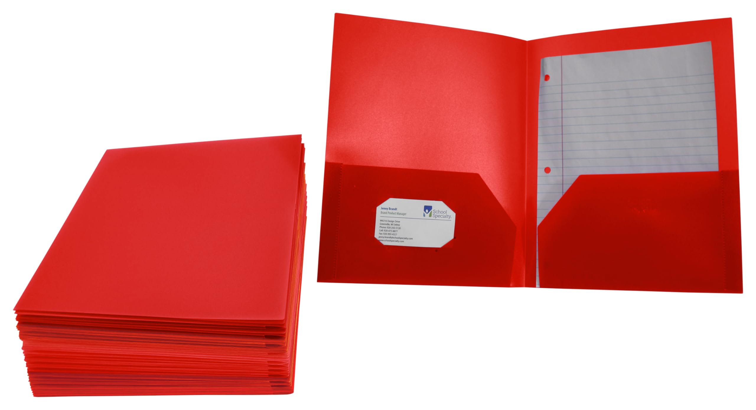 School Smart 2-Pocket Poly Folders - Red, Pack of 25 | Durable Plastic Folders for Classroom Organization, Homework & Document Storage | Perfect for Students, Teachers & Office Use