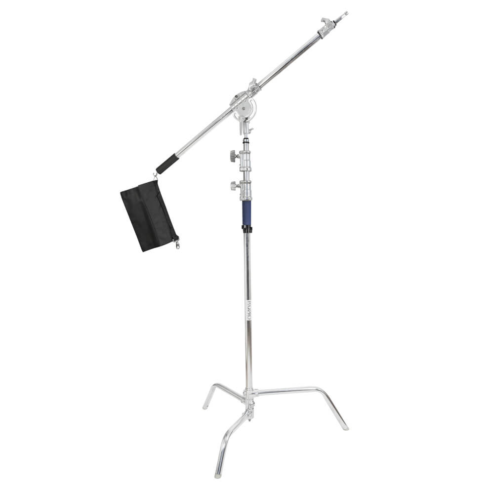 Heavy Duty Stainless Steel Century C Stand with Super Boom Arm - Perfect for Photography, Video Production, and Studio Lighting Setups