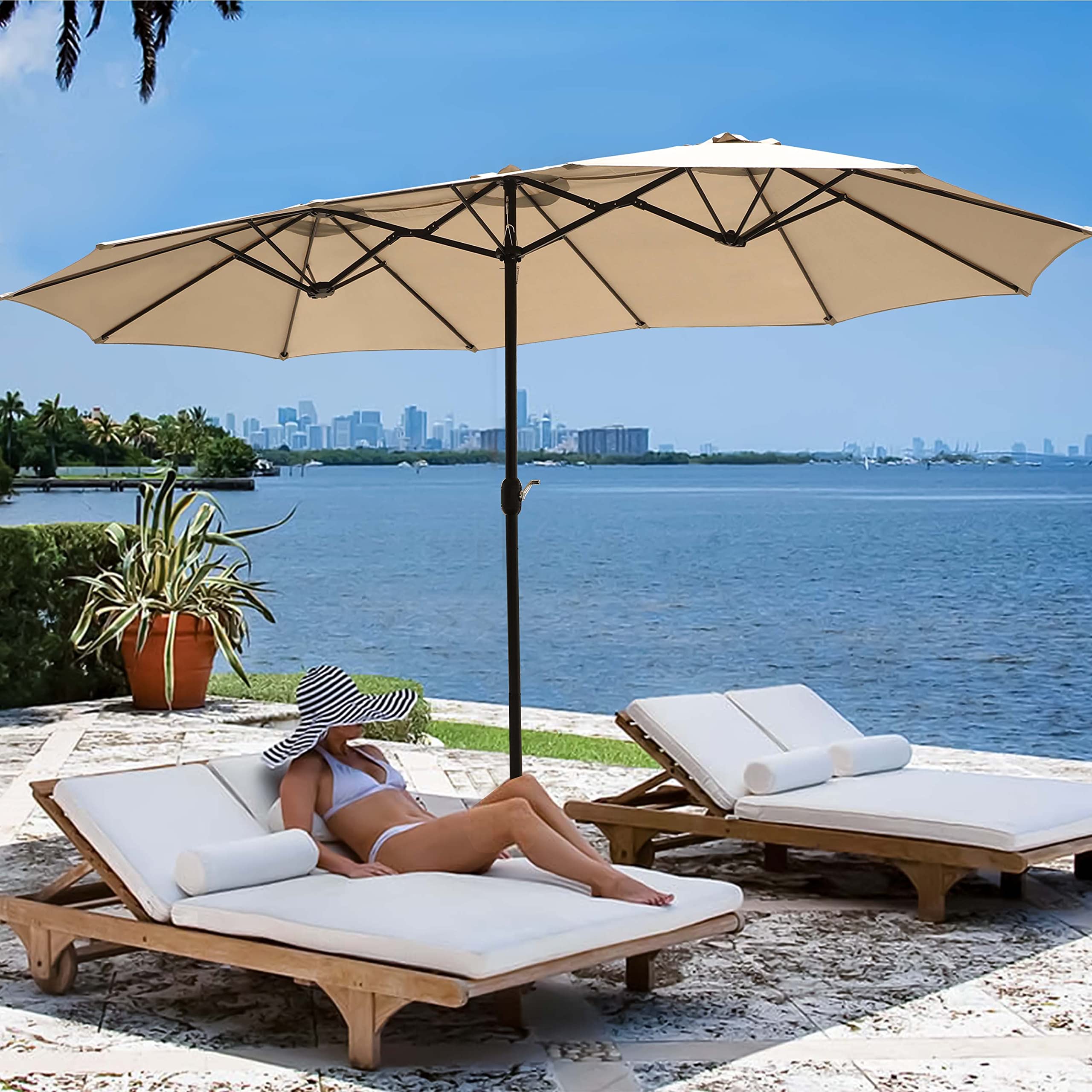 15 FT Large Outdoor Patio Umbrella - Sun Shade for Backyard, Pool, Deck & Garden | Perfect for Outdoor Dining, Lounging & Poolside Relaxation