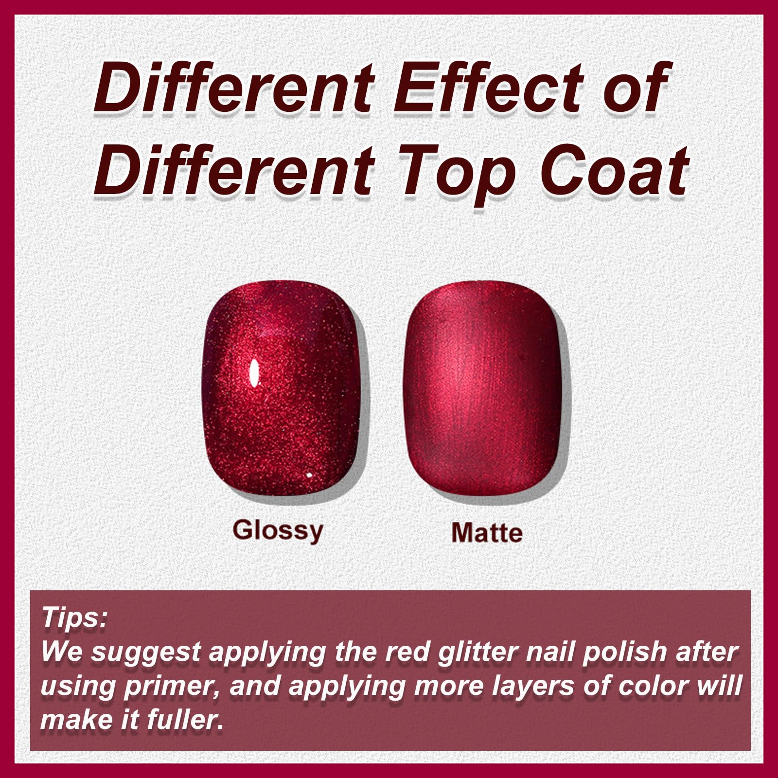 Sparkling Red Glitter Nail Polish - Quick Dry 10ml Shimmer Dark Red Nail Lacquer - High Gloss Holographic Cherry Red Nail Art Polish for Manicure | Perfect for Parties, Weddings, Holidays & Special Occasions