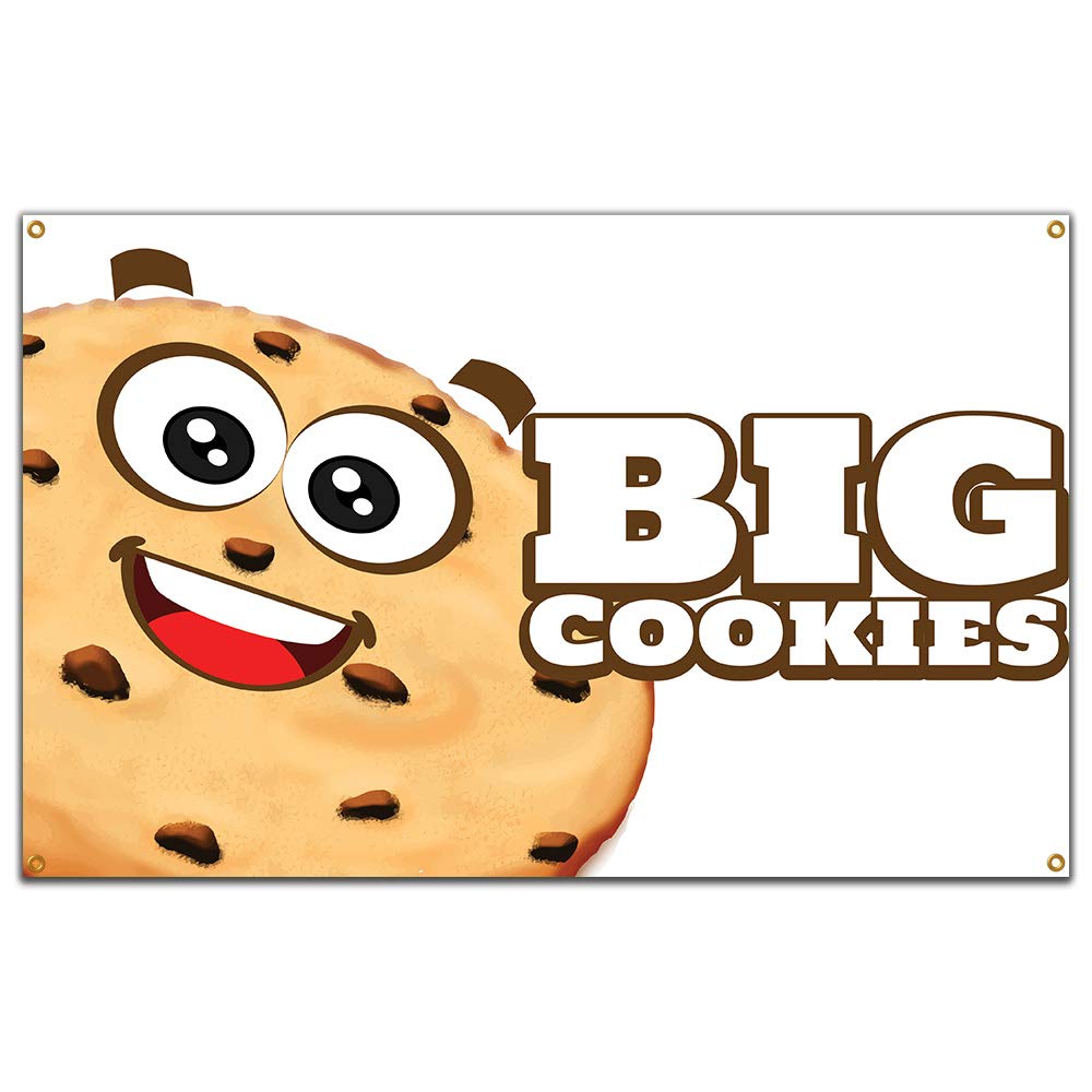 60-inch Big Cookies Vinyl Banner for Concession Stands & Food Trucks - Single Sided, Durable & Weatherproof - Perfect for Outdoor Events, Carnivals & Snack Shops