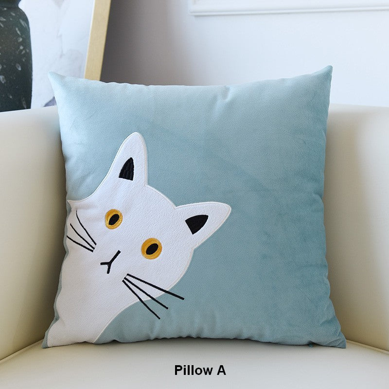 Stylish Modern Decorative Throw Pillows for Sofa & Couch - Cute Cat Pillow Covers for Kids Room Decor - Soft & Comfortable Home Accent Pillows for Living Room, Bedroom, and Nursery