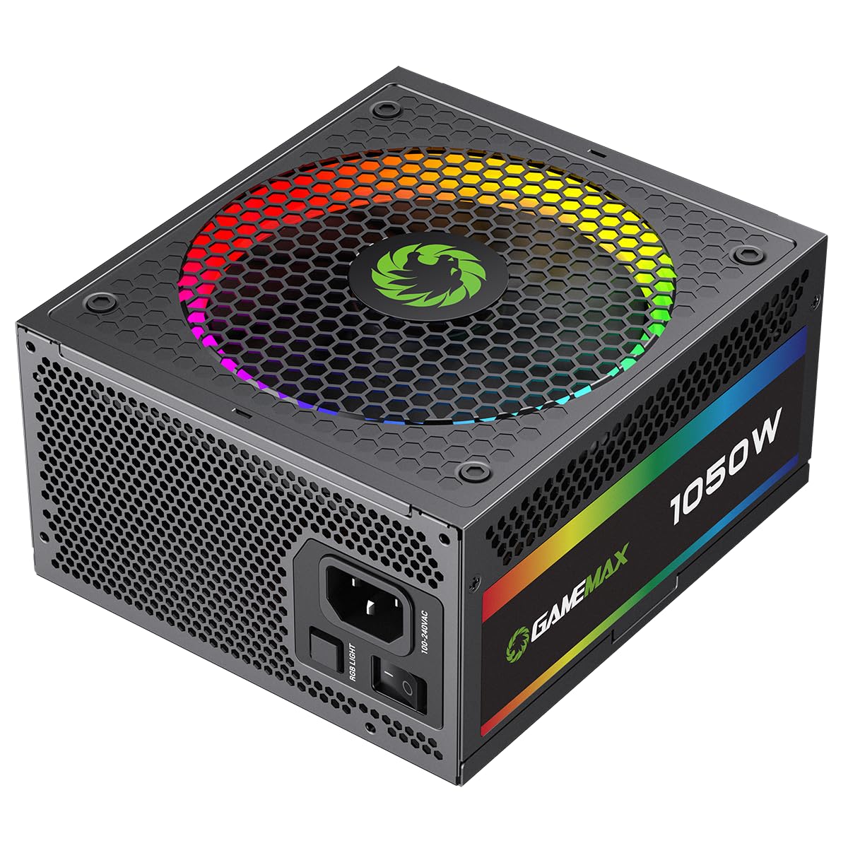 GameMax 1050W Pro Modular 80 Plus Gold Certified Power Supply - 14cm ARGB Fan, High Efficiency PSU for Gaming PC, Workstation & Crypto Mining Rigs
