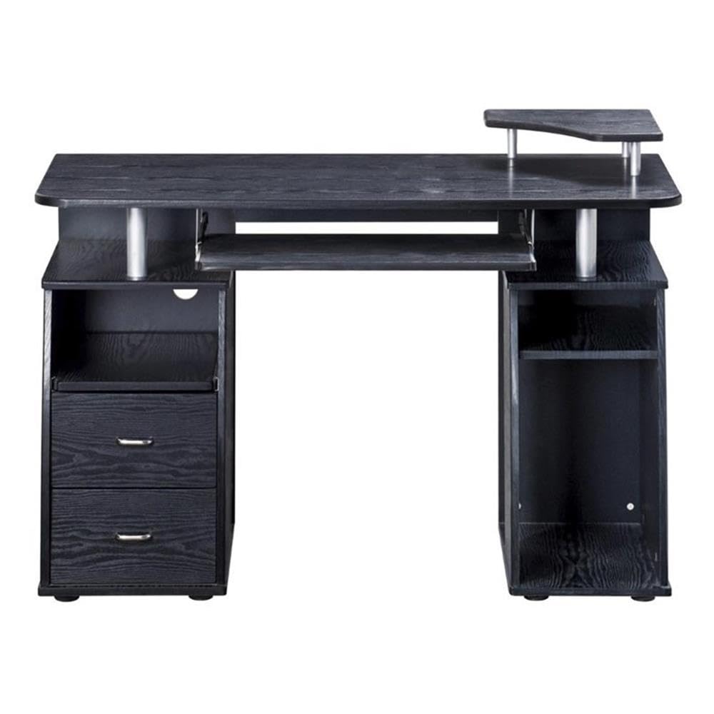 Pemberly Row Espresso Home Office Computer Desk with CPU Storage Cabinet & Drawers - Perfect for Small Spaces, Remote Work & Study
