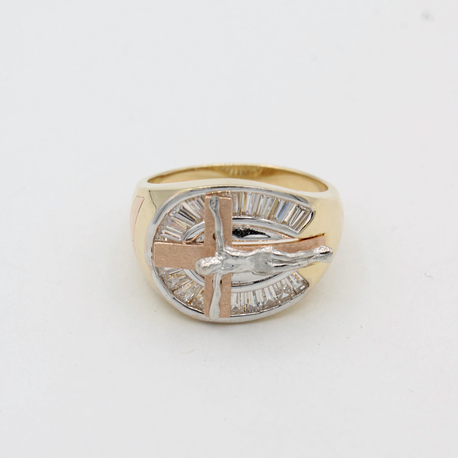 14K Gold CZ Men's Jesus Ring - Religious Jewelry for Men - Perfect for Church, Weddings & Daily Wear - JTJ™