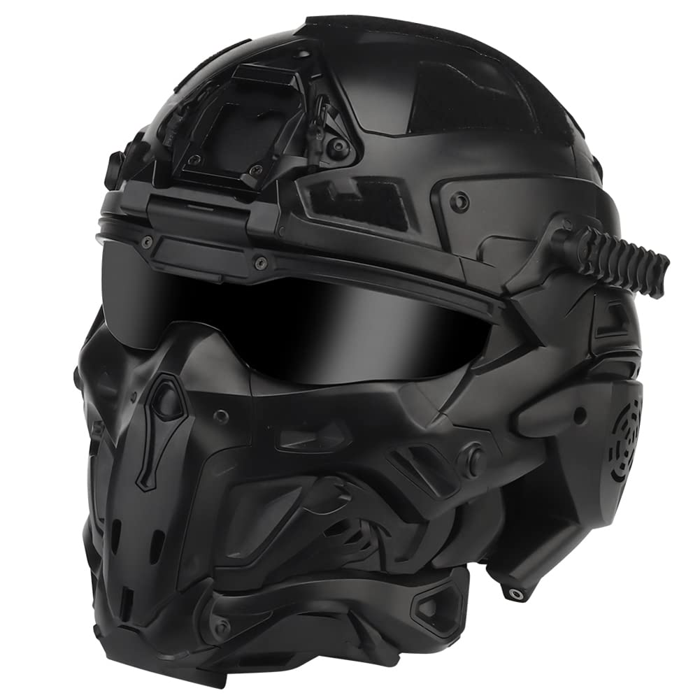 Multicam Tactical Airsoft Helmet Set - Full Face Mask, Paintball Goggles, HD Headset & Anti-Fog Fan | Perfect for Airsoft, Paintball, CS & Hunting Games