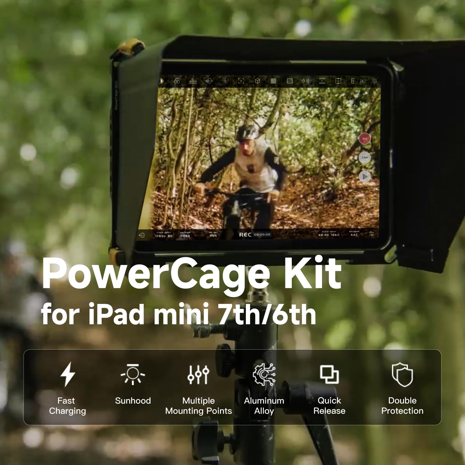 Accsoon PowerCage Mini for iPad Mini 6/Mini 7 (A17 Pro) - 8.3 Inch Protective Cage with Sun Hood & NP-F Battery Adapter | Keep iPad Charged | Compatible with SeeMo/SeeMo Pro/Nano | Perfect for Outdoor Video Recording, Vlogging & Live Streaming