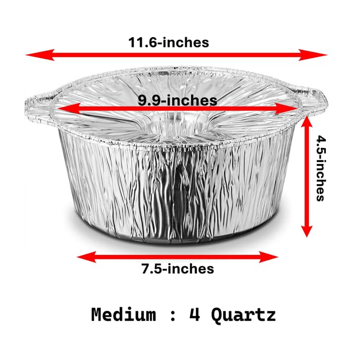 4Qt Aluminum Round Foil Pans with Lids (24-Pack) – Ideal for Thanksgiving, Camping, Baking & Meal Prep – Includes 12 Free Bamboo Sporks for Convenient Serving | Great for Parties, Picnics & Outdoor Cooking