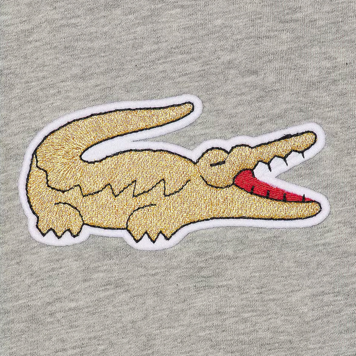 CDG x Lacoste Croc Logo T-Shirt - Grey Cotton Unisex Tee for Casual Wear & Street Style Outfits
