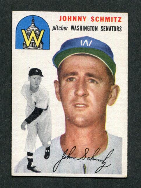 1954 Topps #33 Johnny Schmitz Washington Senators Vintage Baseball Card - Perfect for Collectors, Sports Memorabilia Displays & Gift Giving
