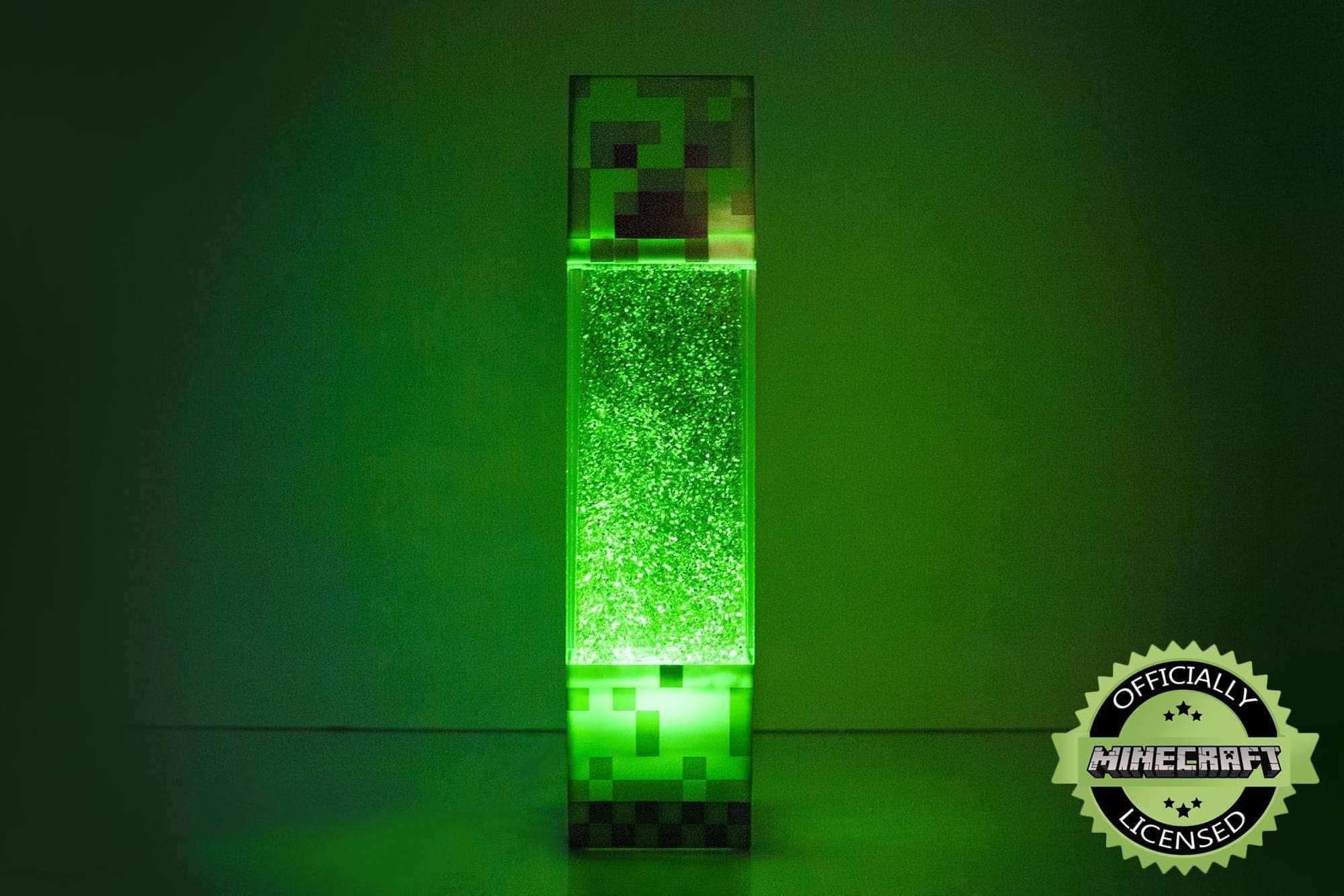 Minecraft Creeper Glitter Motion-Activated LED Night Light - 12-Inch Glowing Mood Lamp for Kids Room, Gaming Setup & Party Decor