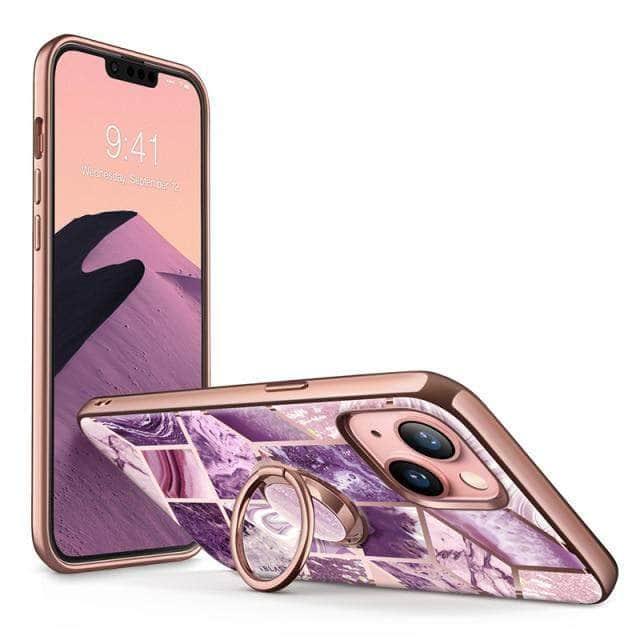 BLASON Cosmo Snap Marble Ring Holder Case for iPhone 13 - Protective Phone Cover with Grip Ring Stand for Hands-Free Viewing, Perfect for Work, Travel and Daily Use