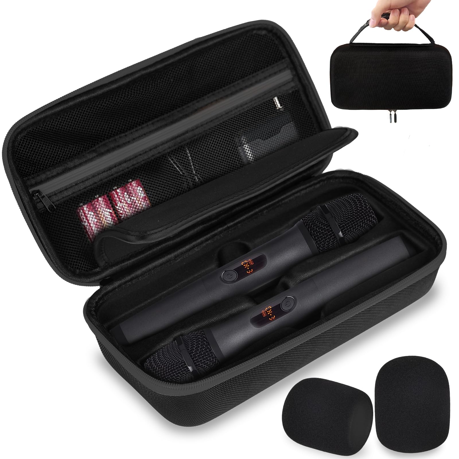 JBL Wireless Microphone Case - Durable Travel Bag for JBL Wireless Two Mic System, Receiver, Adapter & AA Batteries - Perfect for Karaoke, Singing & Party Box Events (Black, Box Only)