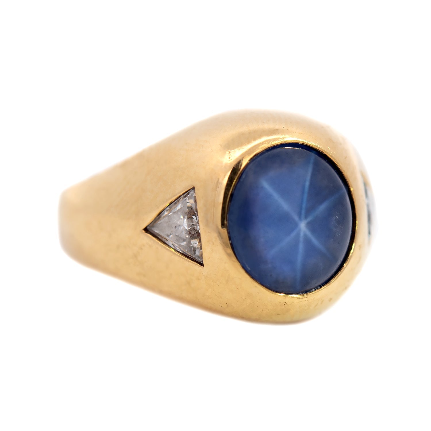 Vintage 18K Gold GIA Certified Natural No Heat Ceylon Star Sapphire & Diamond Flush Mount Ring for Women - Perfect for Engagement, Wedding, Anniversary & Special Occasions