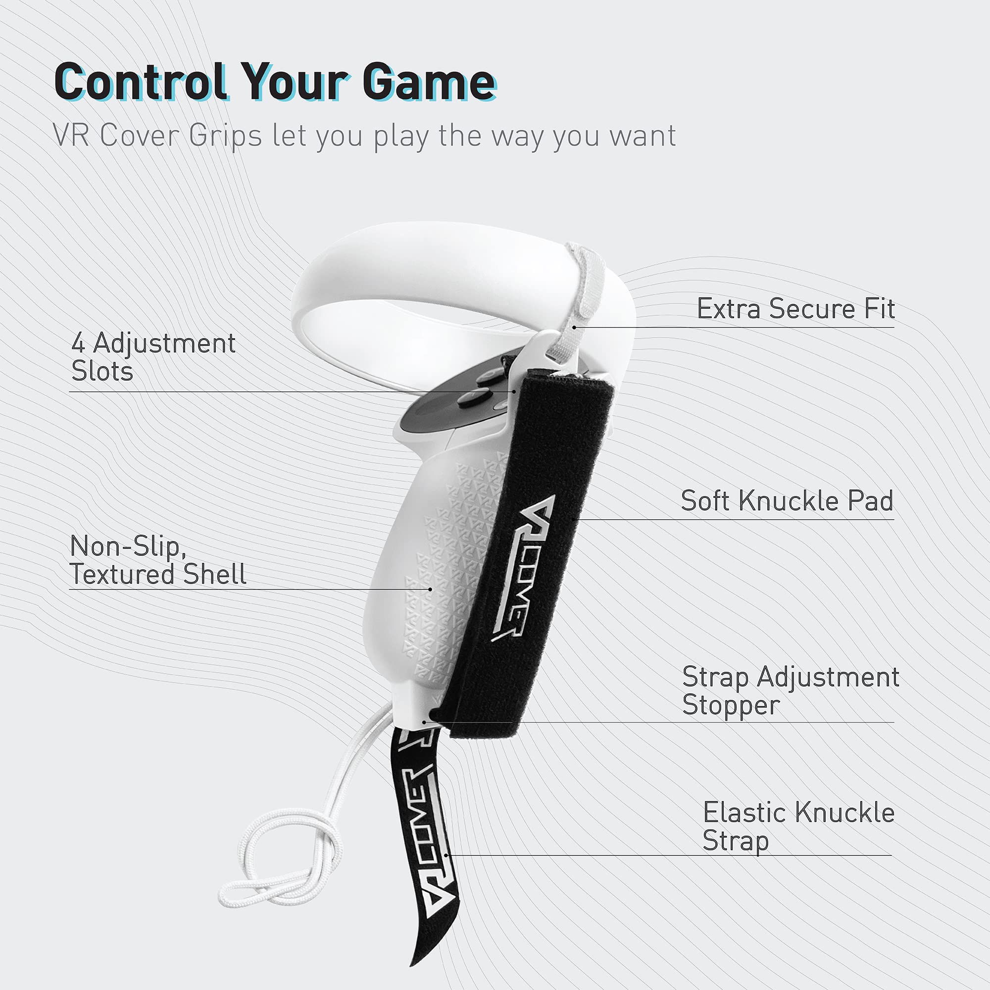 VR Cover Controller Grips for Meta/Oculus Quest 2 - Enhanced Grip & Comfort (Light Grey) | Perfect for Gaming, Fitness & Virtual Reality Experiences
