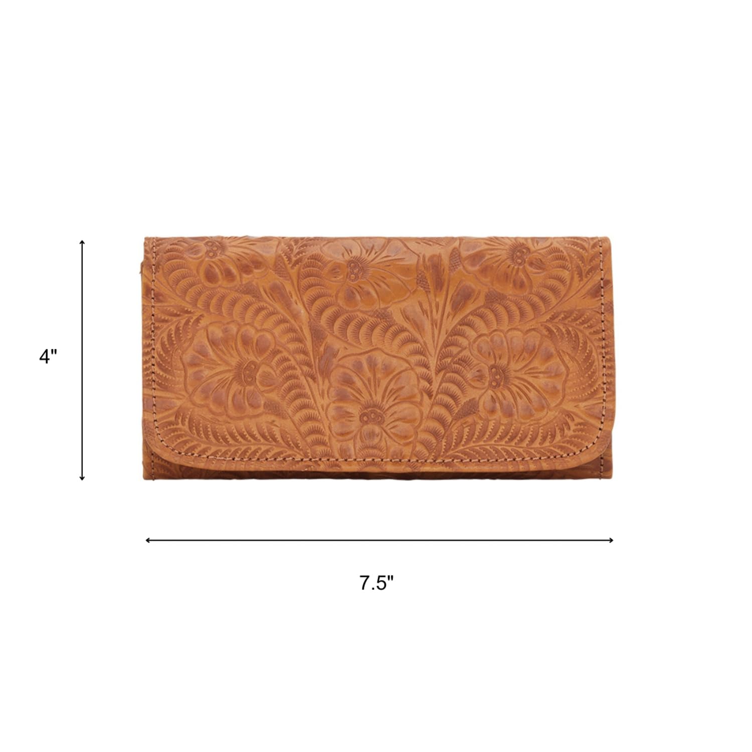 American West Women's Tri-Fold Leather Wallet - Genuine Cowhide Billfold with RFID Protection (Tan) - Perfect for Everyday Use, Travel & Gift Giving