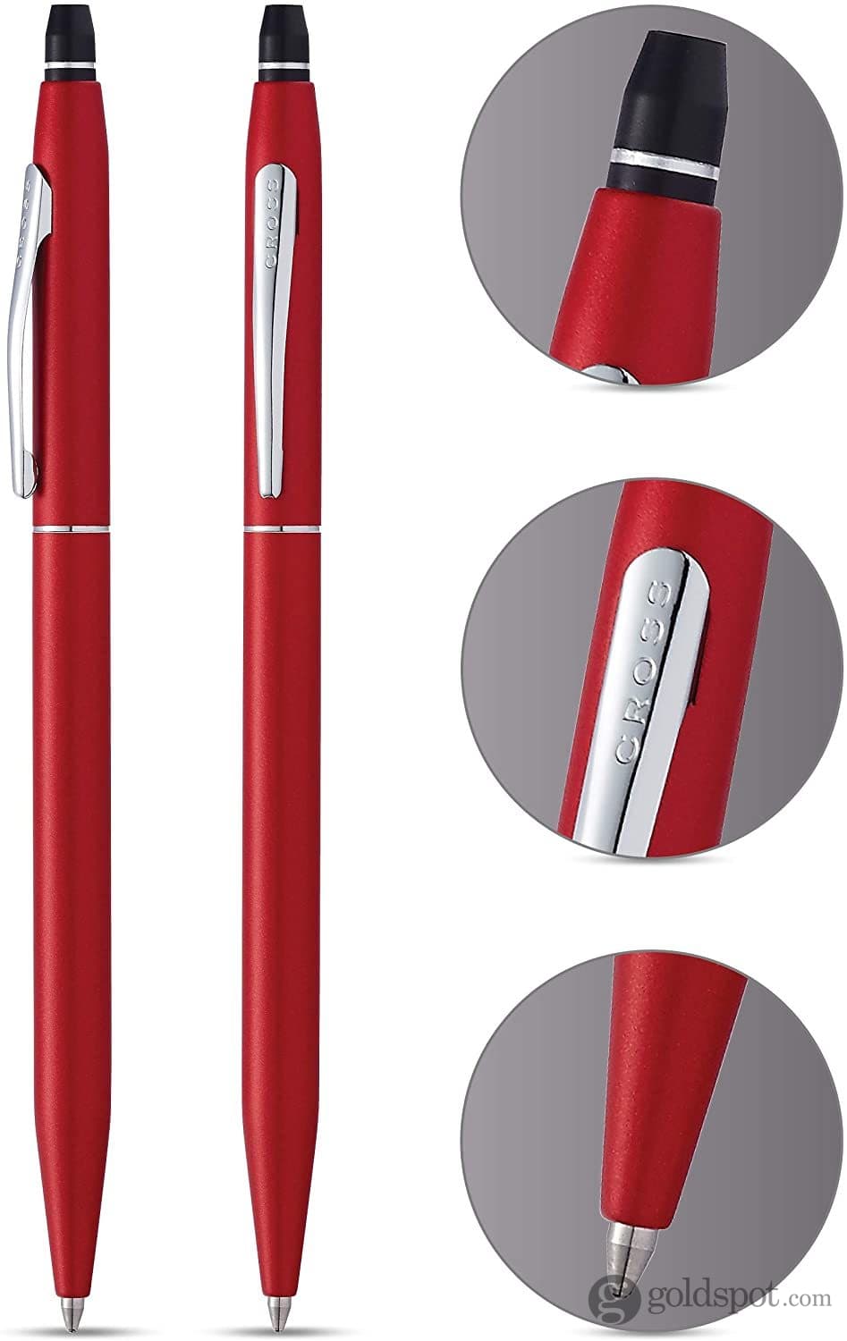 Premium Cross Click Ballpoint Pen - Crimson Lacquer Finish - Smooth Writing for Office, School & Gifting | Elegant Everyday Carry Pen for Professionals & Students
