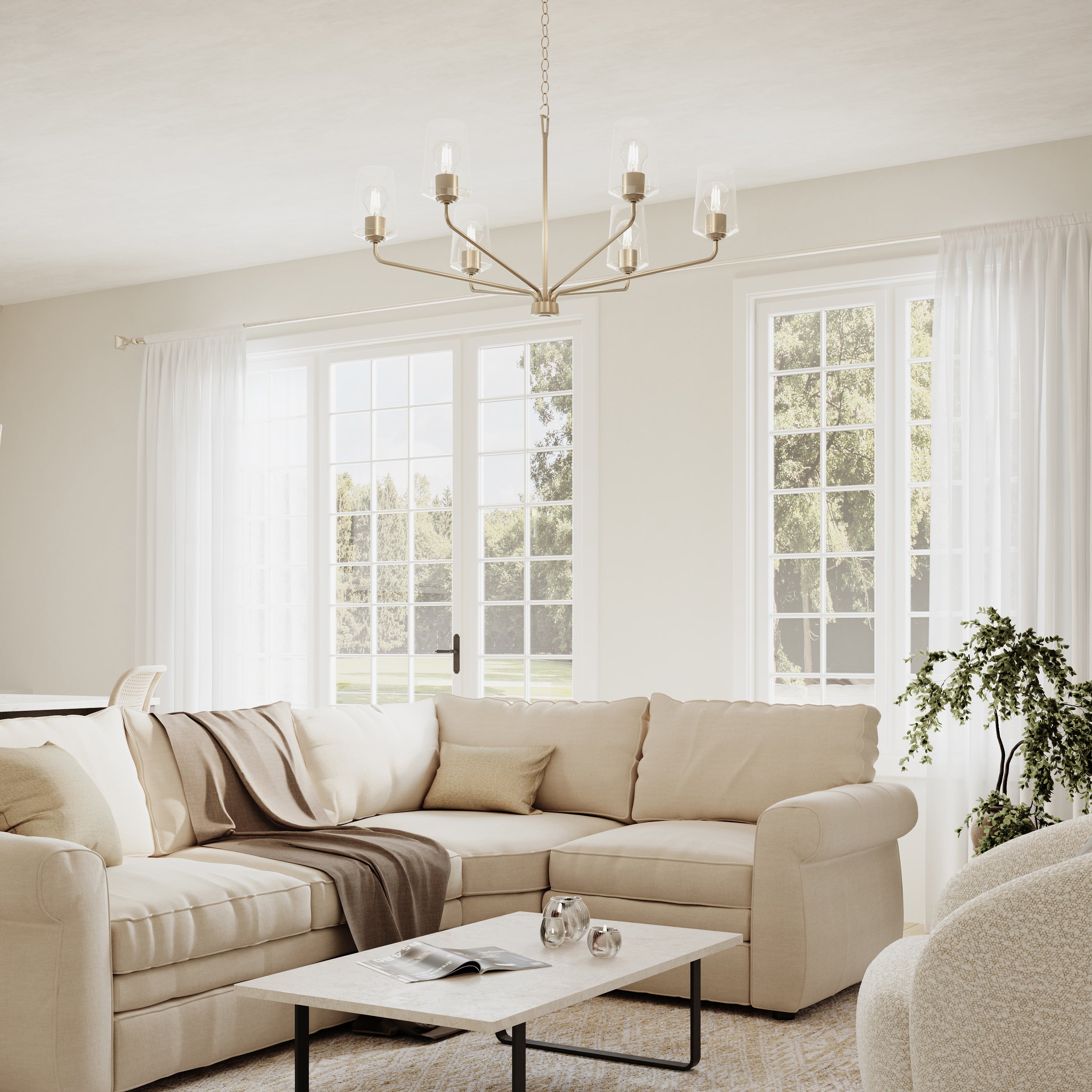 Celino 6-Light Large Modern Chandelier - Elegant Crystal Ceiling Light Fixture for Dining Room, Living Room, Bedroom, and Entryway Lighting