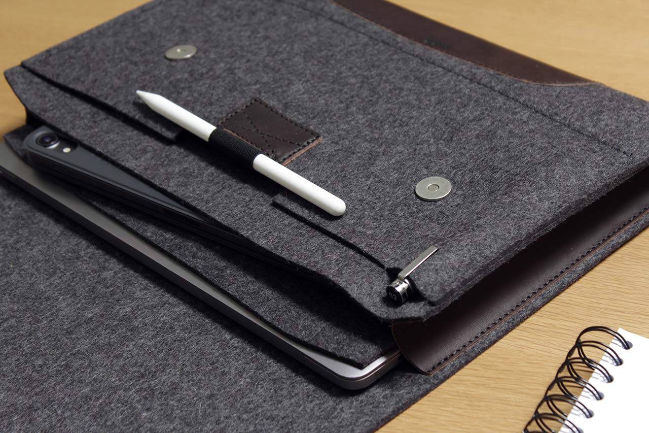 Premium Corriedale Wool & Leather Laptop Sleeve for 14