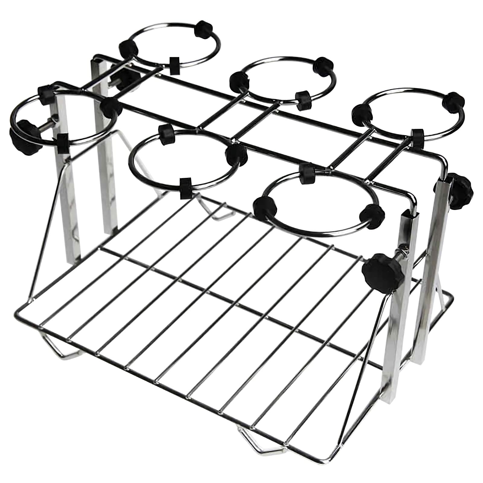 6 Holes Adjustable Stainless Steel Funnel Holder Rack - Durable Lab Equipment for Chemistry Experiments & Liquid Transfer (Perfect for Laboratories, Schools & DIY Science Projects)