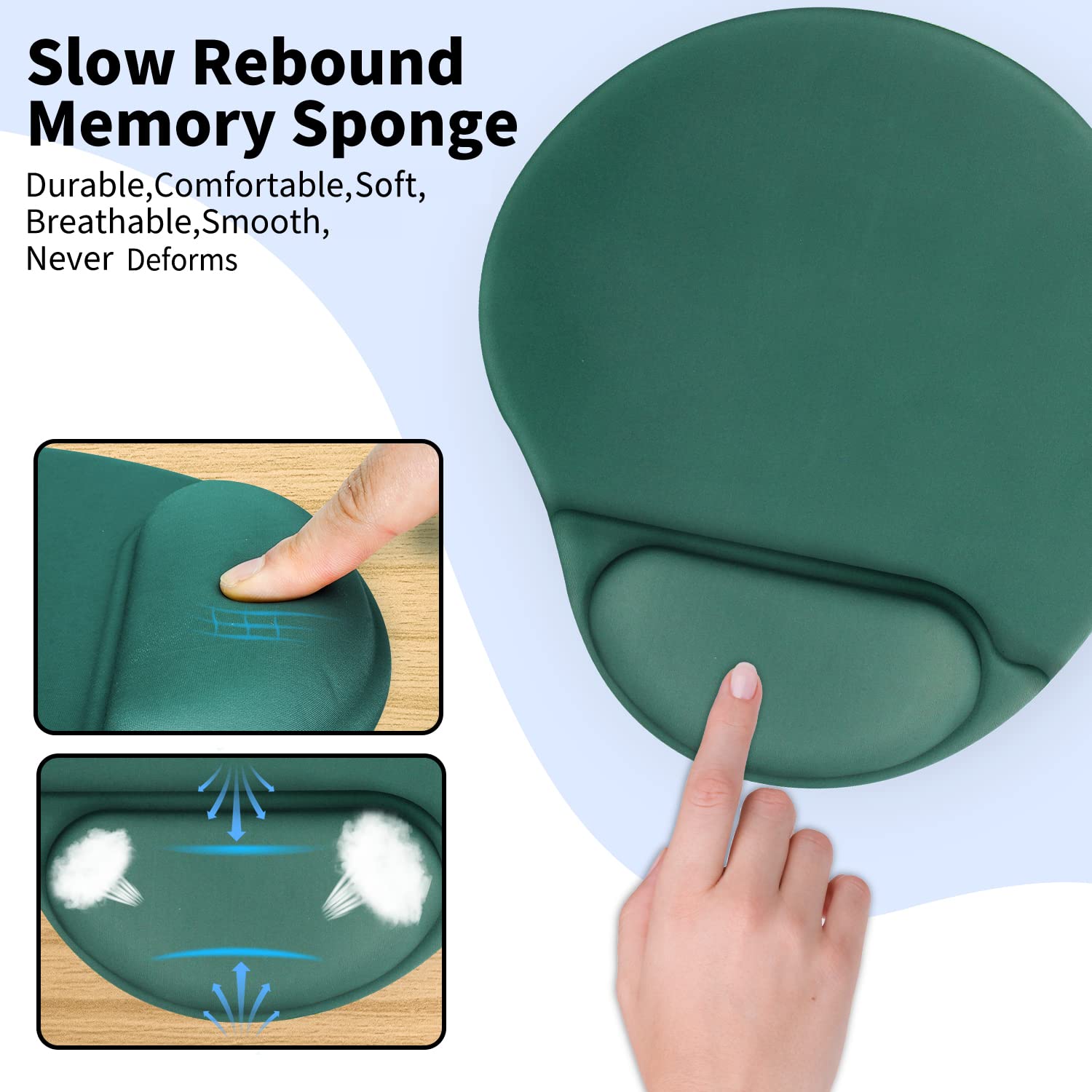 Ergonomic Mouse Pad with Wrist Support - Comfortable Non-Slip PU Base for Pain Relief - Perfect for Home Office, Gaming & Computer Work (Sap Green) | Reduce Wrist Strain During Long Work Sessions & Gaming Marathons