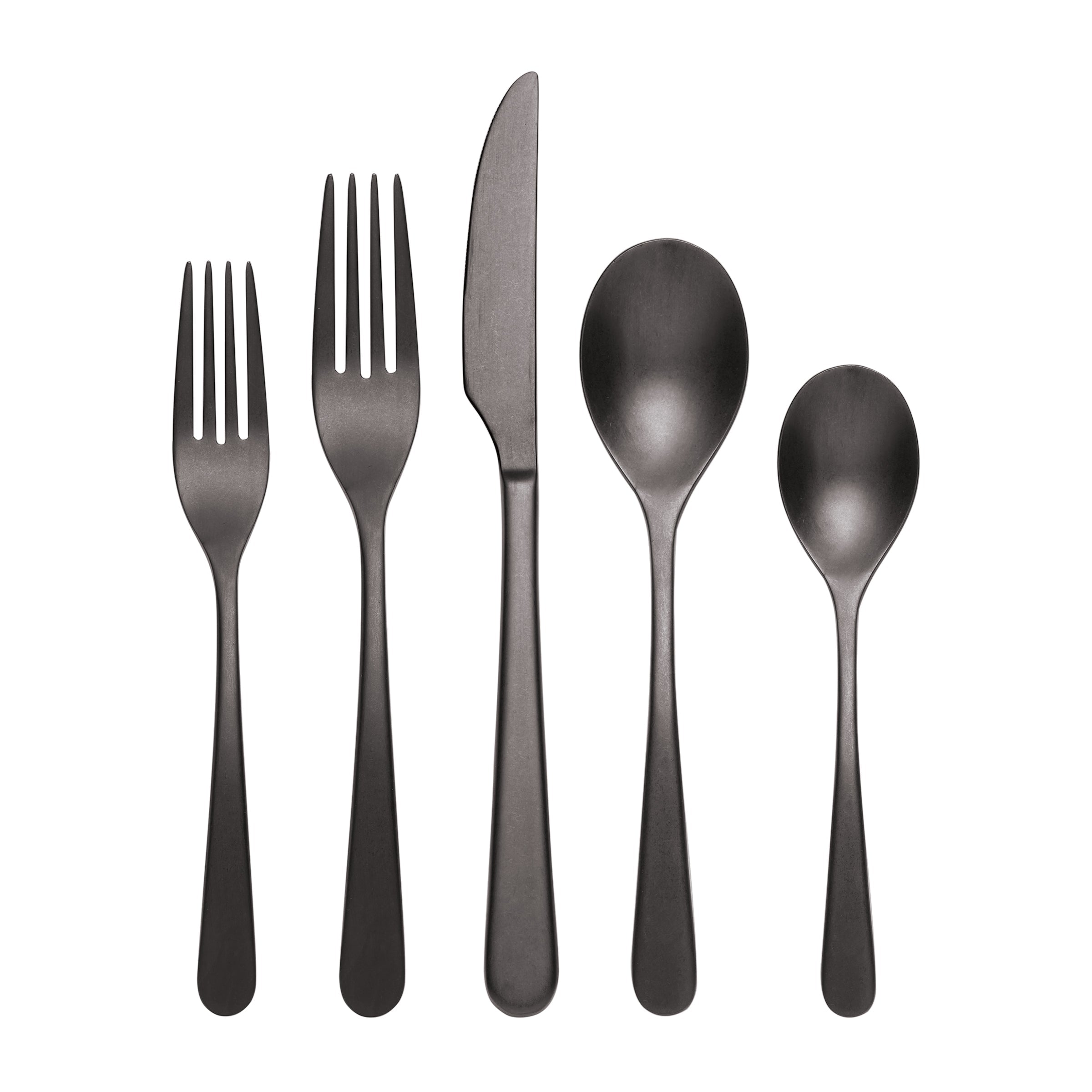 Kenbrook Black Vintage 20-Piece Flatware Set - Stainless Steel Cutlery Set for 4 People - Elegant Dining Utensils for Restaurants, Weddings & Dinner Parties
