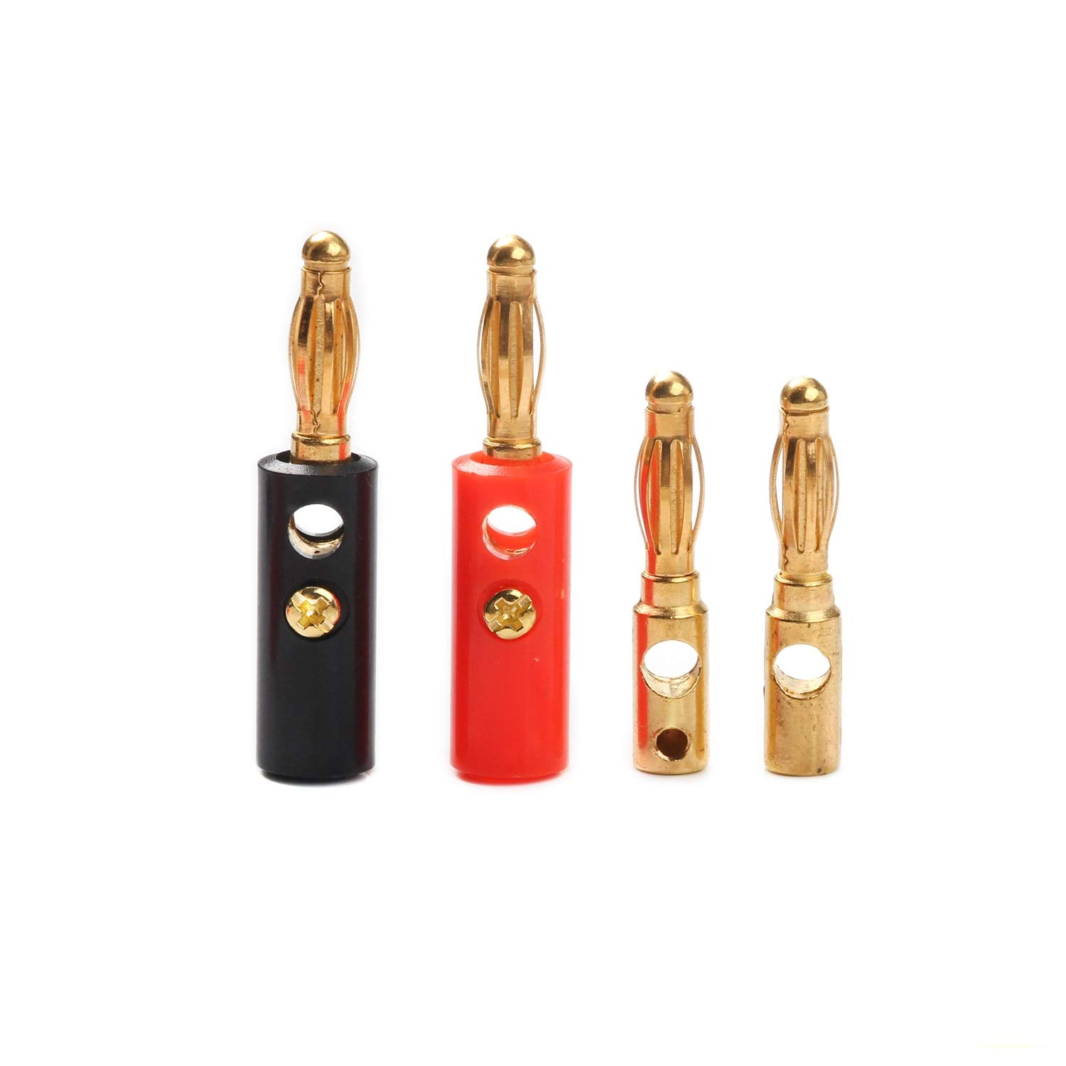 20Pcs 4mm Gold Plated Banana Plug Connector Kit - Black & Red Speaker Cable Adapters for Audio Equipment, Home Theater, PA Systems & DIY Electronics Projects
