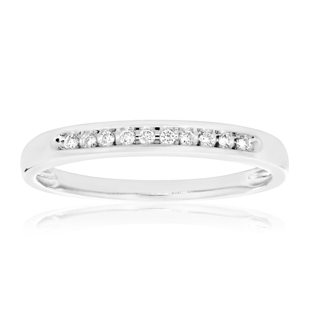 9ct White Gold 10 Diamonds Eternity Ring for Women - Timeless Wedding Band, Anniversary Gift & Bridal Jewelry - Perfect for Engagements, Proposals & Special Occasions