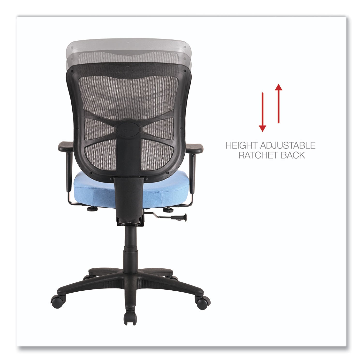 Alera Elusion Series Ergonomic Mesh Mid Back Swivel Tilt Office Chair - Light Blue, Adjustable Seat Height 17.9