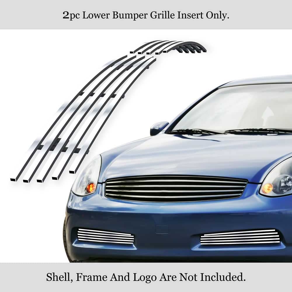APS Compatible with Infiniti G35 2003-2005 Coupe Lower Bumper Stainless Steel Chrome Billet Front Grille Insert N65603A - Upgrade Your Car's Style for Street Shows & Daily Driving
