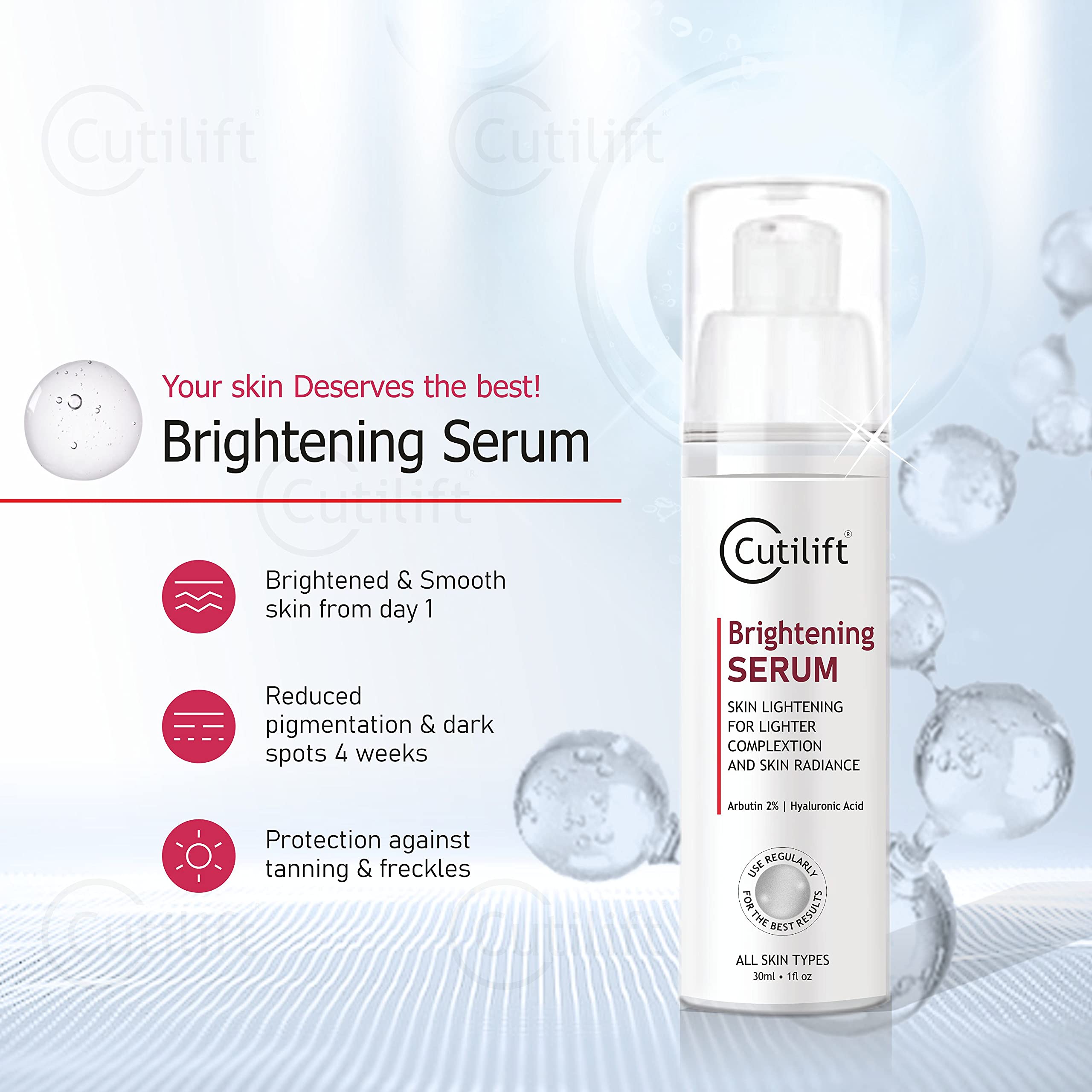 Cutilift Brightening Serum with Arbutin & Niacinamide - Dark Spot Corrector for Face, Hyperpigmentation Treatment - Perfect for Daily Skincare Routine & Nighttime Use