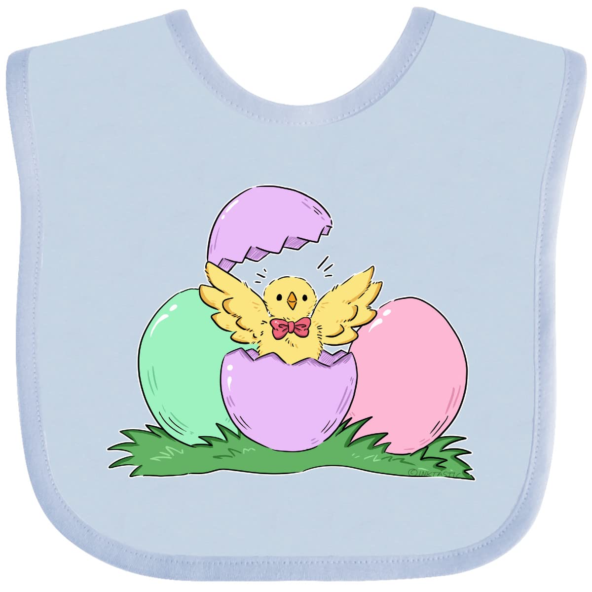 Inktastic Adorable Easter Chick Hatching from Egg Baby Bib - Soft Cotton Drool Bib for Infants, Perfect for Easter Photos, Baby Showers & First Birthday Parties