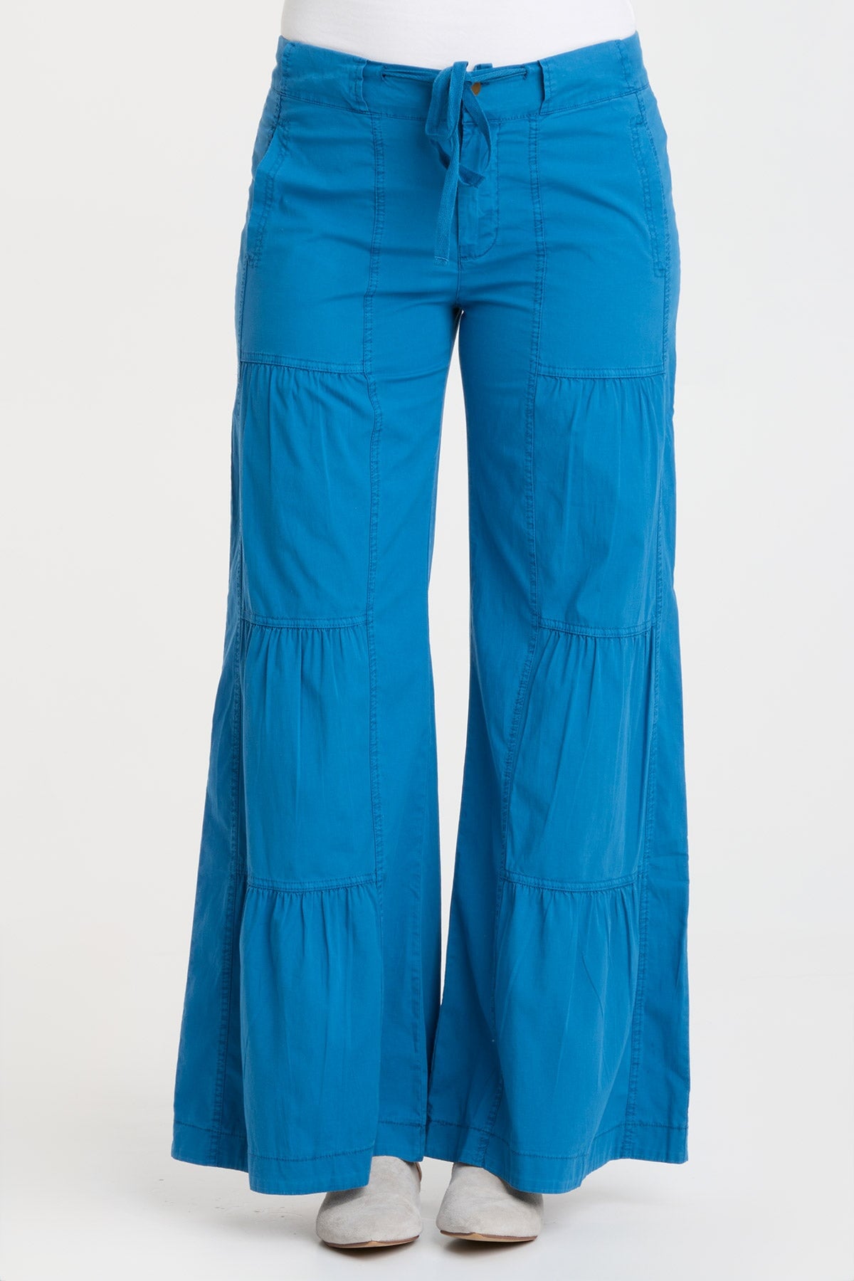 Stylish Terraced Wide Leg Pants for Women - High Waisted Flowy Palazzo Trousers - Comfortable Office & Casual Wear