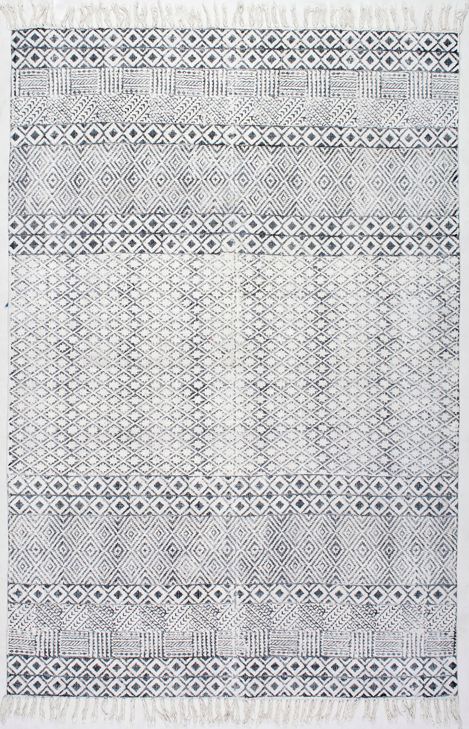 Soft and Durable Cotton Banded Area Rug in Grey - Perfect for Living Room, Bedroom, and Home Decor