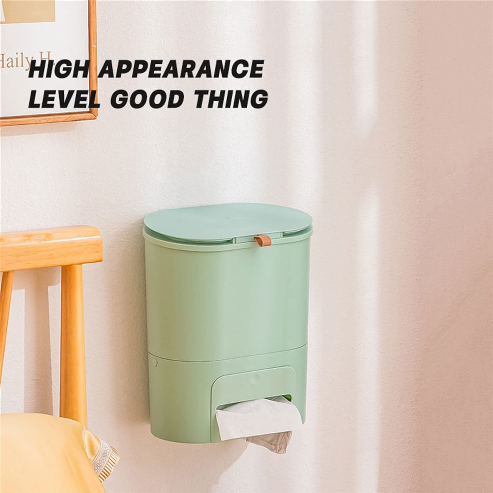 TOMYEUS Wall Mounted Trash Can with Lid - Medium Size Kitchen & Bathroom Garbage Bin for Home, Office - Space Saving Hanging Waste Basket for Under Sink, Toilet, Laundry Room Storage