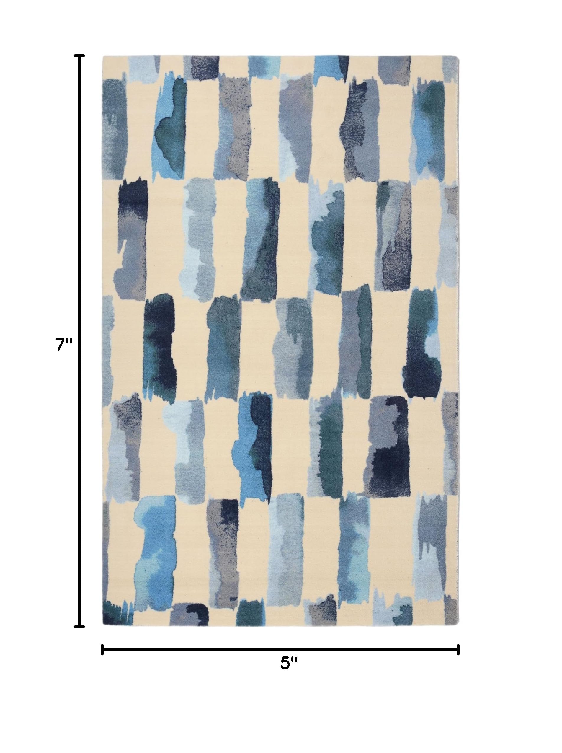 Modern Turquoise Painted Weave Area Rug 5x7 Feet - Soft Bohemian Decor for Living Room, Bedroom & Office | Rugsmith Premium Handmade Rugs