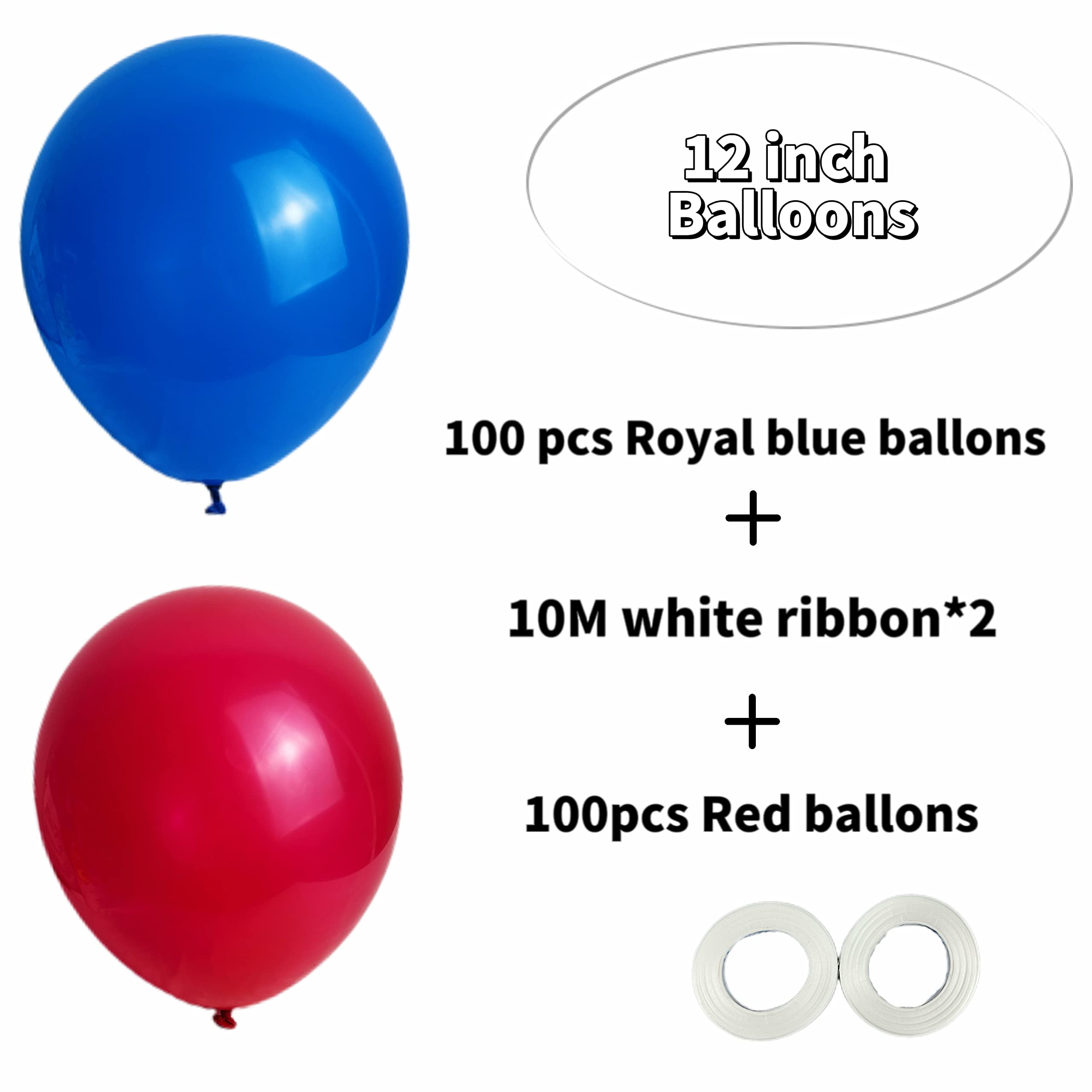 200pcs Red & Royal Blue Balloons for Birthday, Wedding, Baby Shower Decorations - Premium Latex Party Balloons for Indoor & Outdoor Events - Perfect for Themed Parties, Graduations, and Celebrations