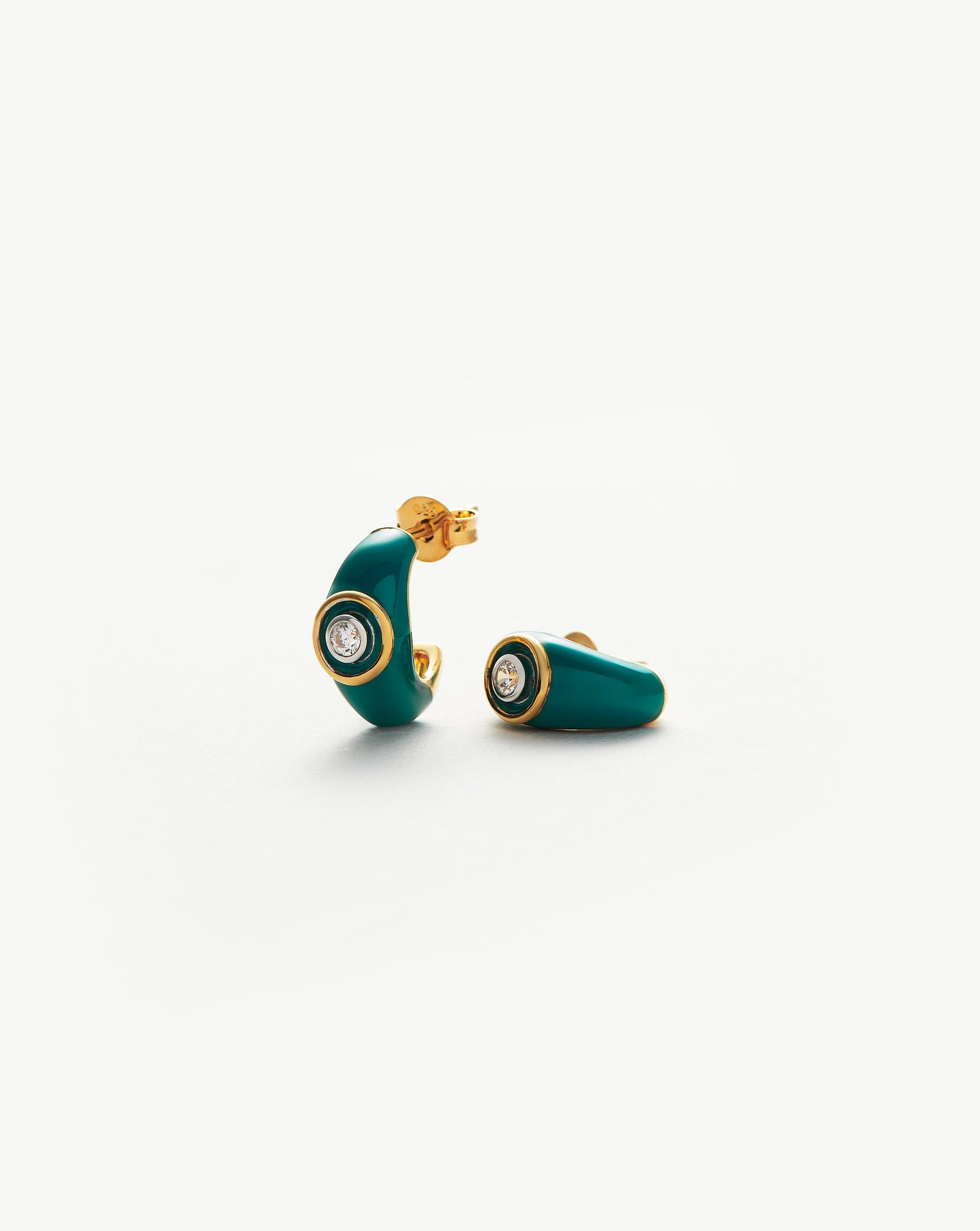 Stylish Enamel & Stone Dome Small Hoop Earrings for Women - Trendy Boho Jewelry for Everyday Wear & Special Occasions