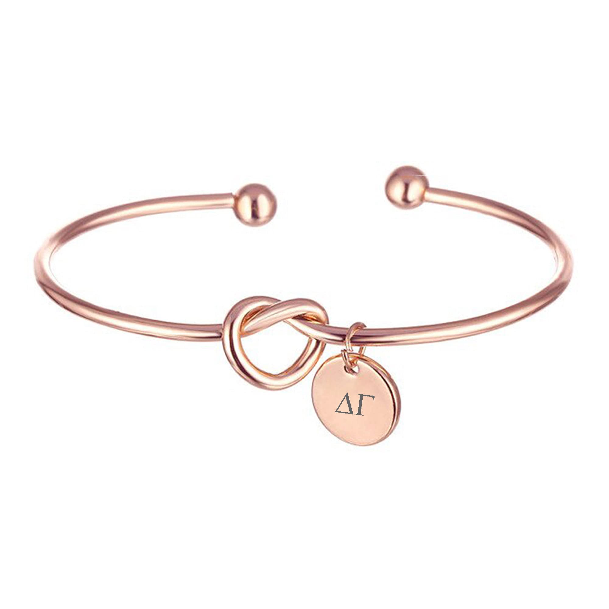 Delta Gamma Sorority Bracelet - Love Knot Cuff Bangle in Rose Gold - Perfect for Sorority Sisters, Graduation Gifts & Greek Life Accessories