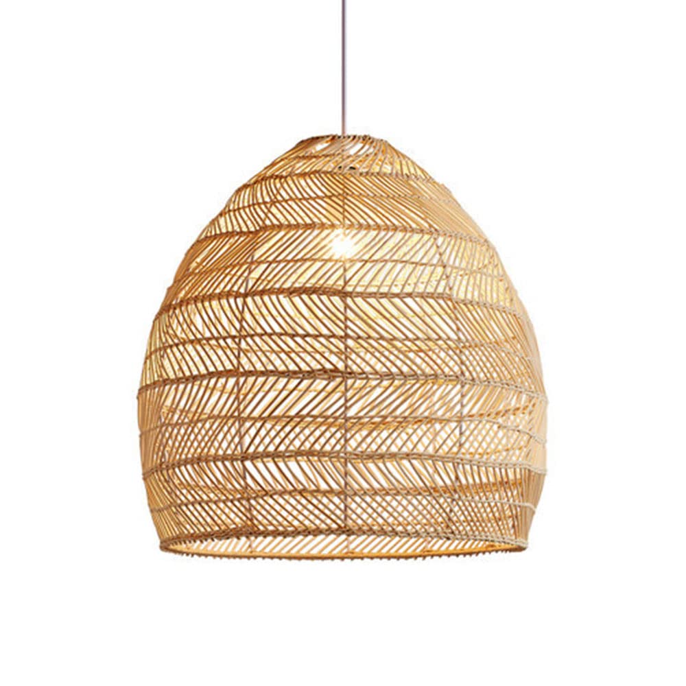 Nordic Bamboo Weaving Pendant Light - Handwoven Rattan Chandelier with Adjustable Hanging Wire for Dining Room, Kitchen, Bedroom | Farmhouse Style Ceiling Lamp, Creative Suspension Luminaire for Home Decor