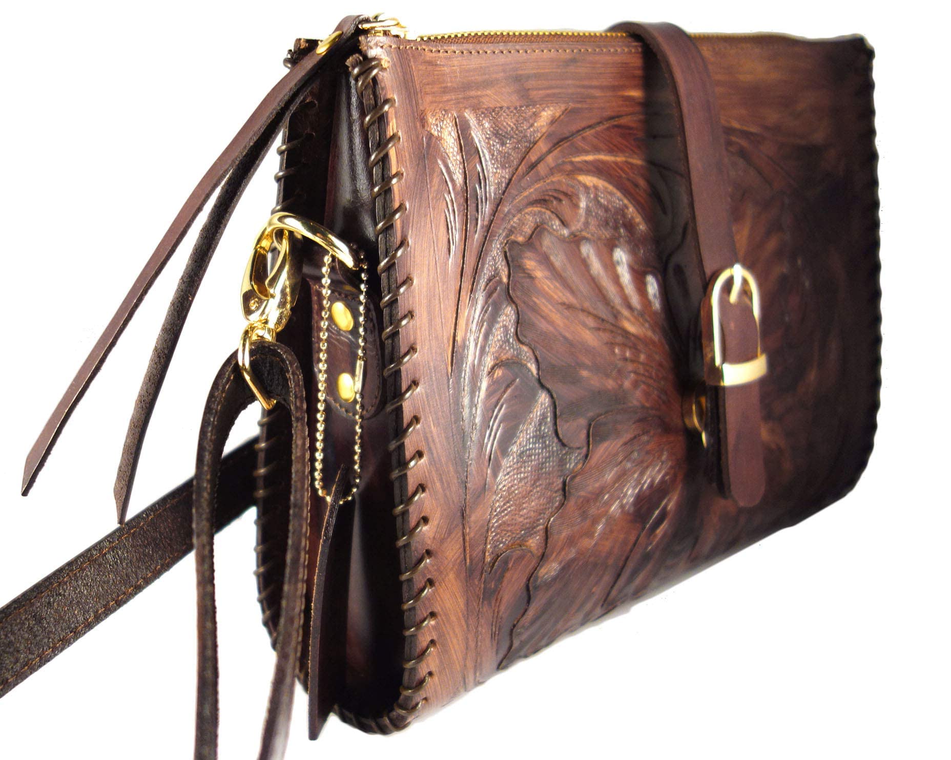 Genuine Leather Shoulder Bag for Women - Handmade Crossbody Purse with Wood Finish | Stylish & Durable Ladies Sling Bag | Perfect for Work, Travel & Everyday Use