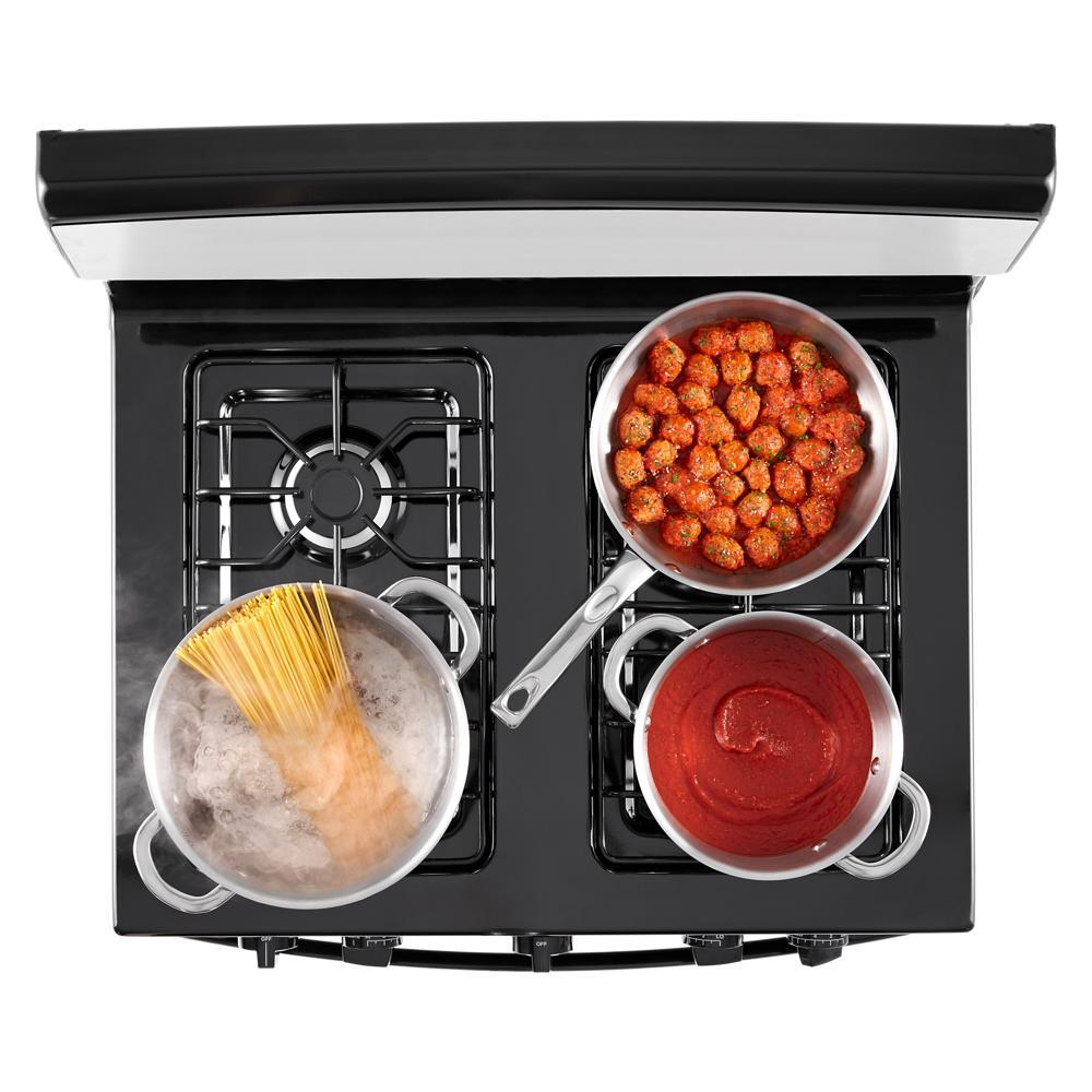 Amana AGR4203MNB 30 Inch Gas Range with Easy Clean Glass Door - Perfect for Home Kitchen Cooking, Baking & Roasting