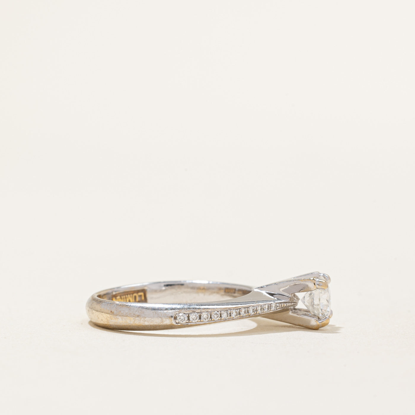 Solitaire Diamond 18k Gold Ring | 0.46ct Center Stone & 0.06ctw Side Stones | Size 5.25 | Elegant Engagement, Wedding, Anniversary Gift for Her