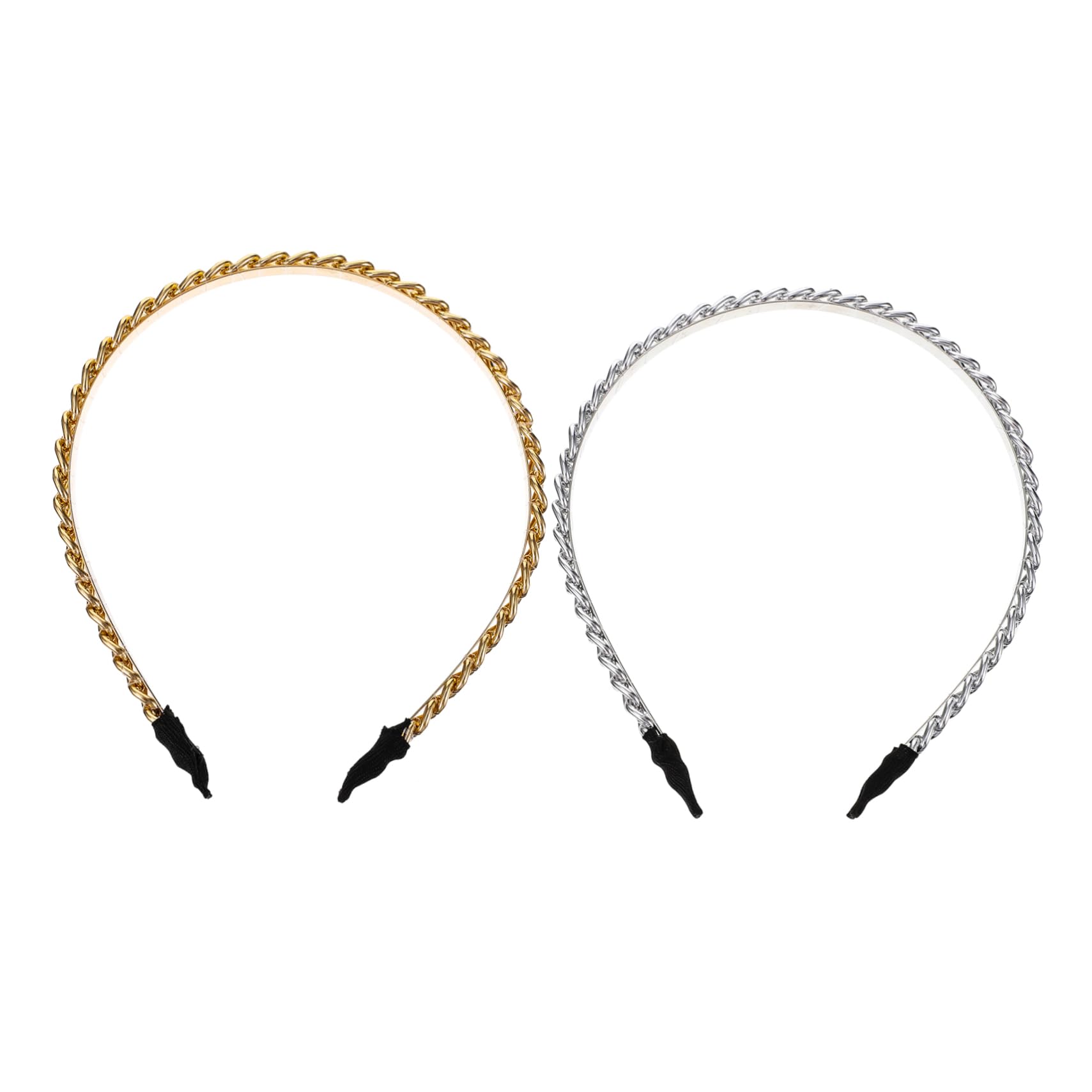 Minkissy 2-Pack Gold Rhinestone Metal Chain Headbands for Women - Elegant Twisted Hair Hoops for Weddings, Parties & Special Occasions | Perfect Bridal Headdress & Evening Hair Accessories