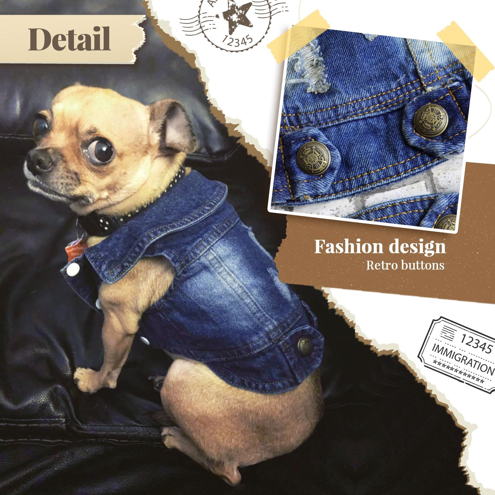Stylish Blue Denim Dog Jacket - Small Pet Outfits for Small & Medium Dogs & Cats - Puppy Shirts, Doggy Costume Clothing for Shih Tzu, Chihuahua, Yorkie & Teacup Breeds - Perfect for Outdoor Walks, Pet Fashion & Photo Shoots