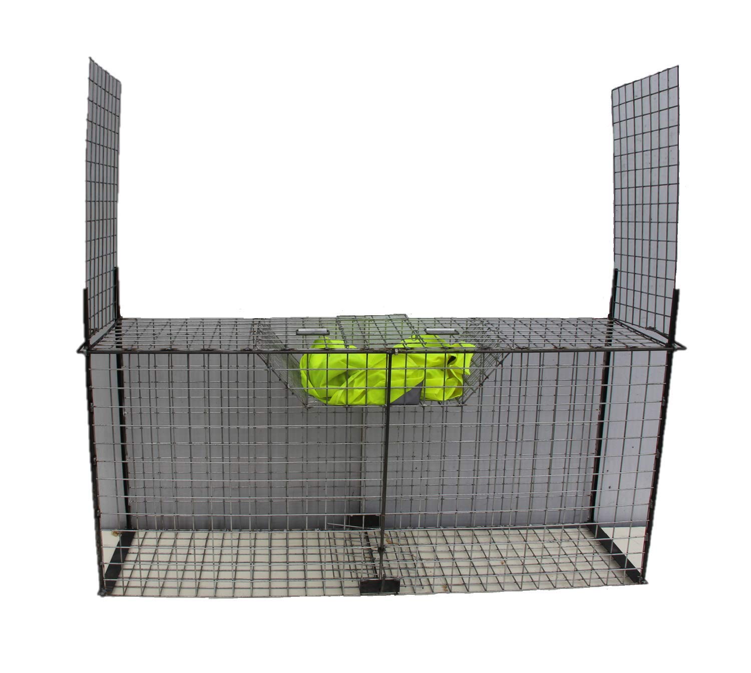 TRAPGALLIER Fox Trap Cage - 150X70X40cm Heavy Duty 4mm Wire with 2 Bait Entrances - Humane Live Capture for Foxes, Raccoons, and Small Animals - Ideal for Garden, Farm, and Outdoor Pest Control