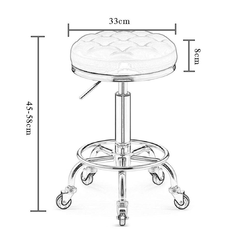 Adjustable Rolling Tattoo Stool with Wheels - 360° Swivel Round Chair for Tattoo Artists & Salon Professionals - Brown Beauty Stool for Tattoo Parlors, Barber Shops & Home Studios