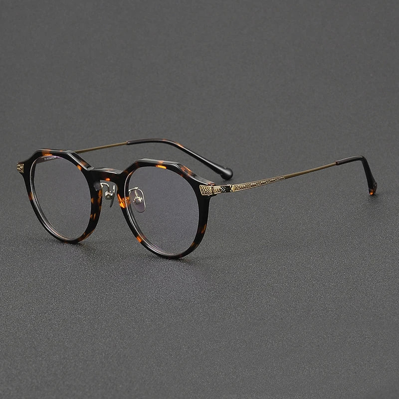 Black Titanium Acetate Full Rim Round Eyeglasses for Women - Lightweight & Durable Flat Top Frame (42402) | Perfect for Reading, Work & Everyday Fashion Accessory