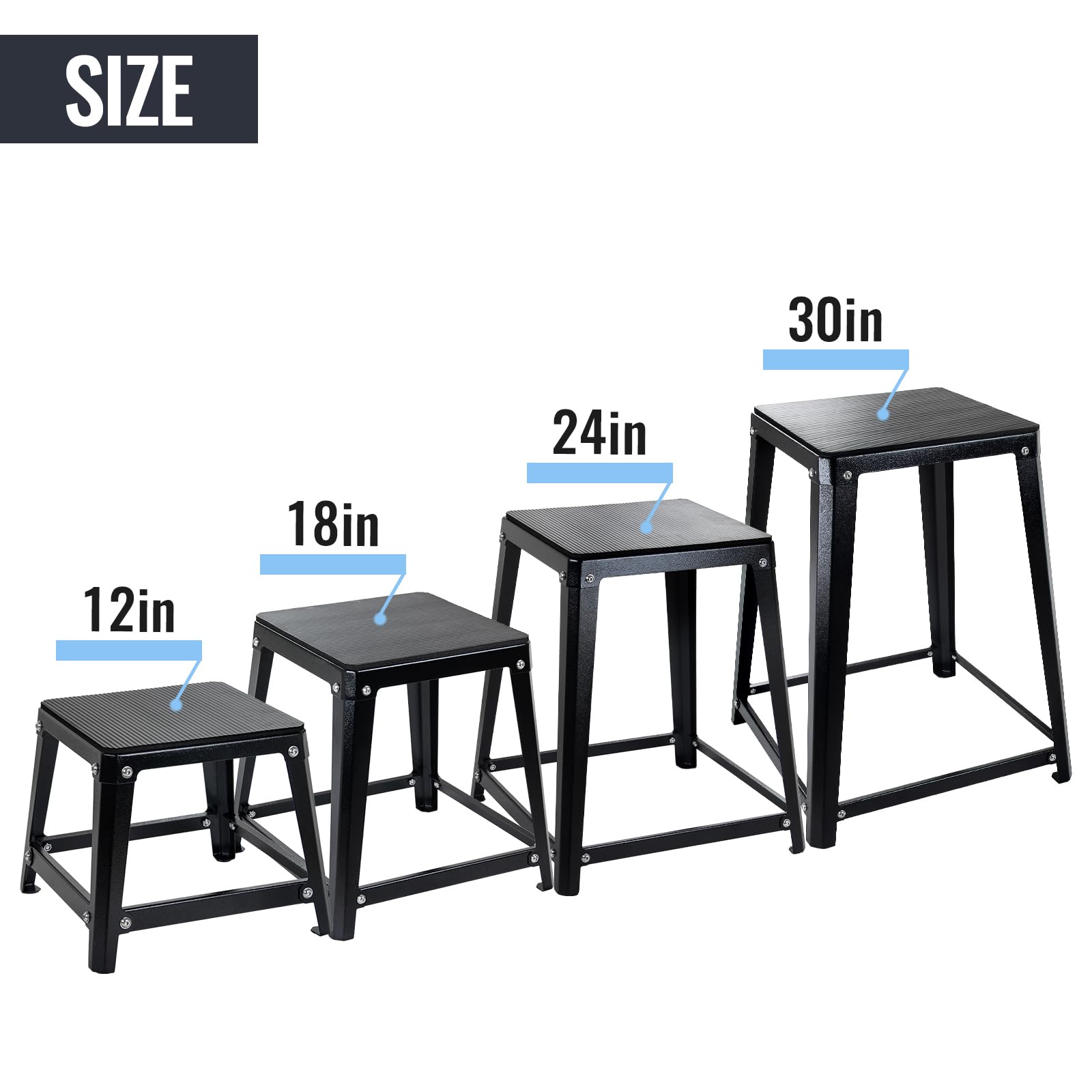 Plyometric Box 12/18/20/24 Inch - Adjustable Jump Box for CrossFit, HIIT & Plyometric Training - Sturdy Fitness Step Platform for Home & Gym Workouts - Perfect for Box Jumps, Step-Ups & Leg Exercises