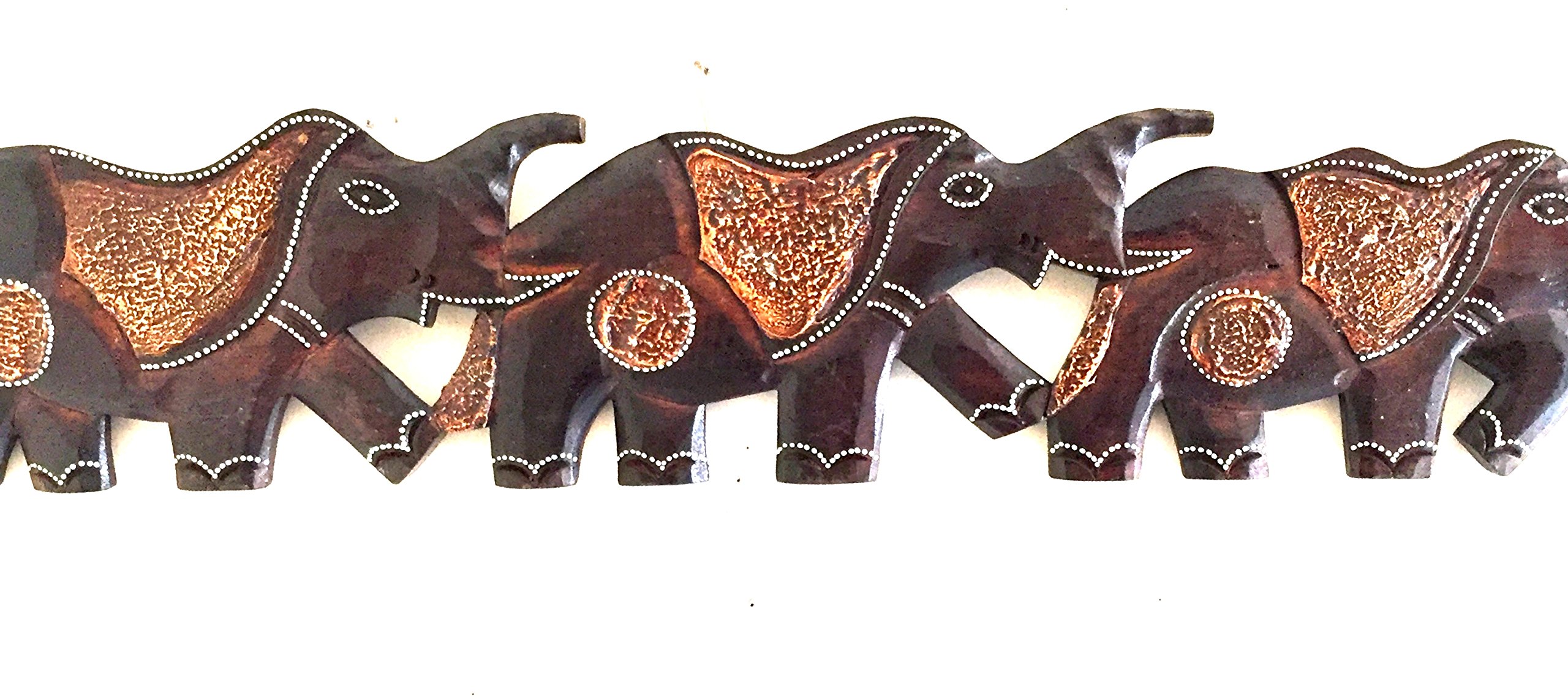 OMA Handcrafted Wooden Elephant Statue - Marching Elephant Family Wall Art Decor for Living Room, Nursery & Office - Unique Home Decor Gift Idea